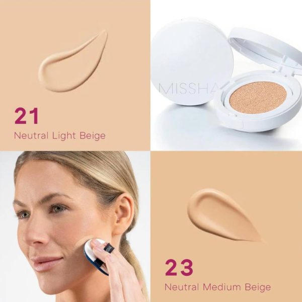 کوشن مجیک فول کاور مناسب انواع پوست  میشا مدل کاور لستینگ رنگ 23 Missha Magic Cover lasting spf50 - Image 6