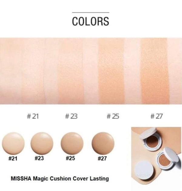 کوشن مجیک فول کاور مناسب انواع پوست  میشا مدل کاور لستینگ رنگ 23 Missha Magic Cover lasting spf50 - Image 7