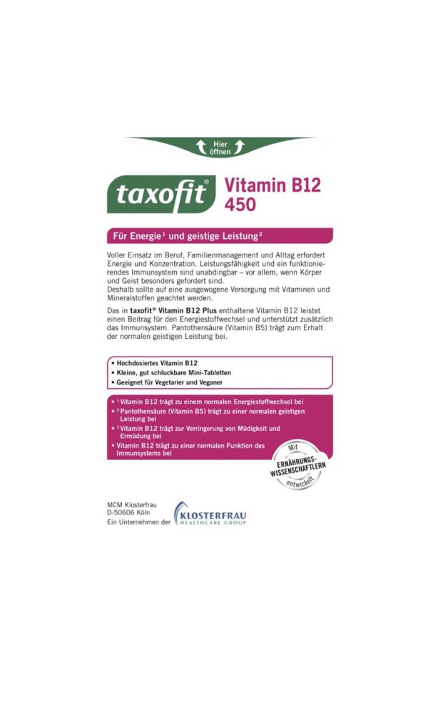 مکمل ب 12 آلمانی تکسوفیت TAXOFIT Vitamin B12 450 - Image 4