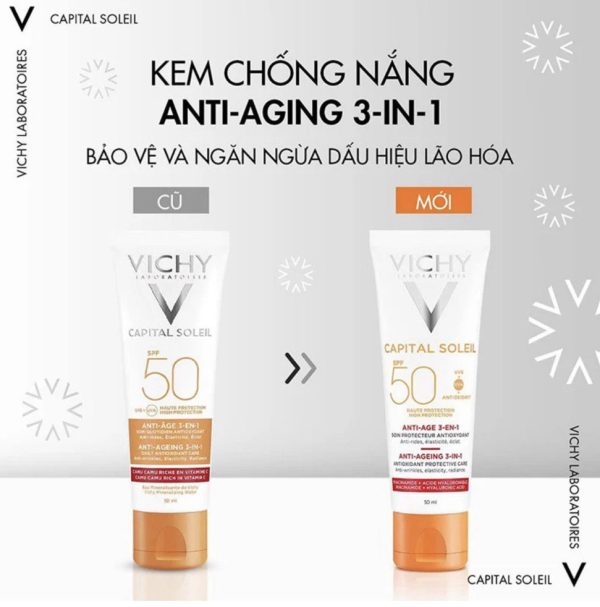 کرم ضد آفتاب ضد چروک ویشی بی رنگ سری Capital Soleil مدل Anti-Ageing - Image 3